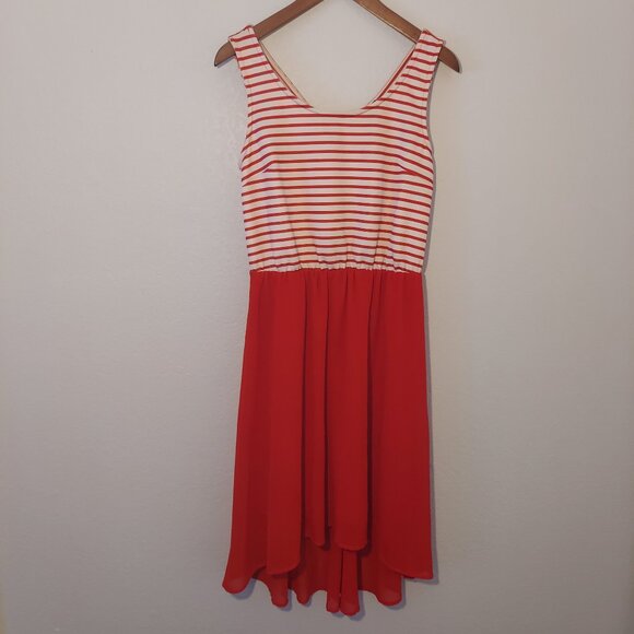 Suzy Shier Red White Striped Midi Summer Size S - Picture 2 of 8